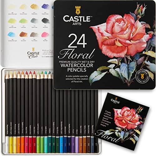 עפרונות צבעי מים פרחוניים/בוטניים של צבעי מים בוטניים סט | 24 צבעים תוססים איכותיים, נבחרים |